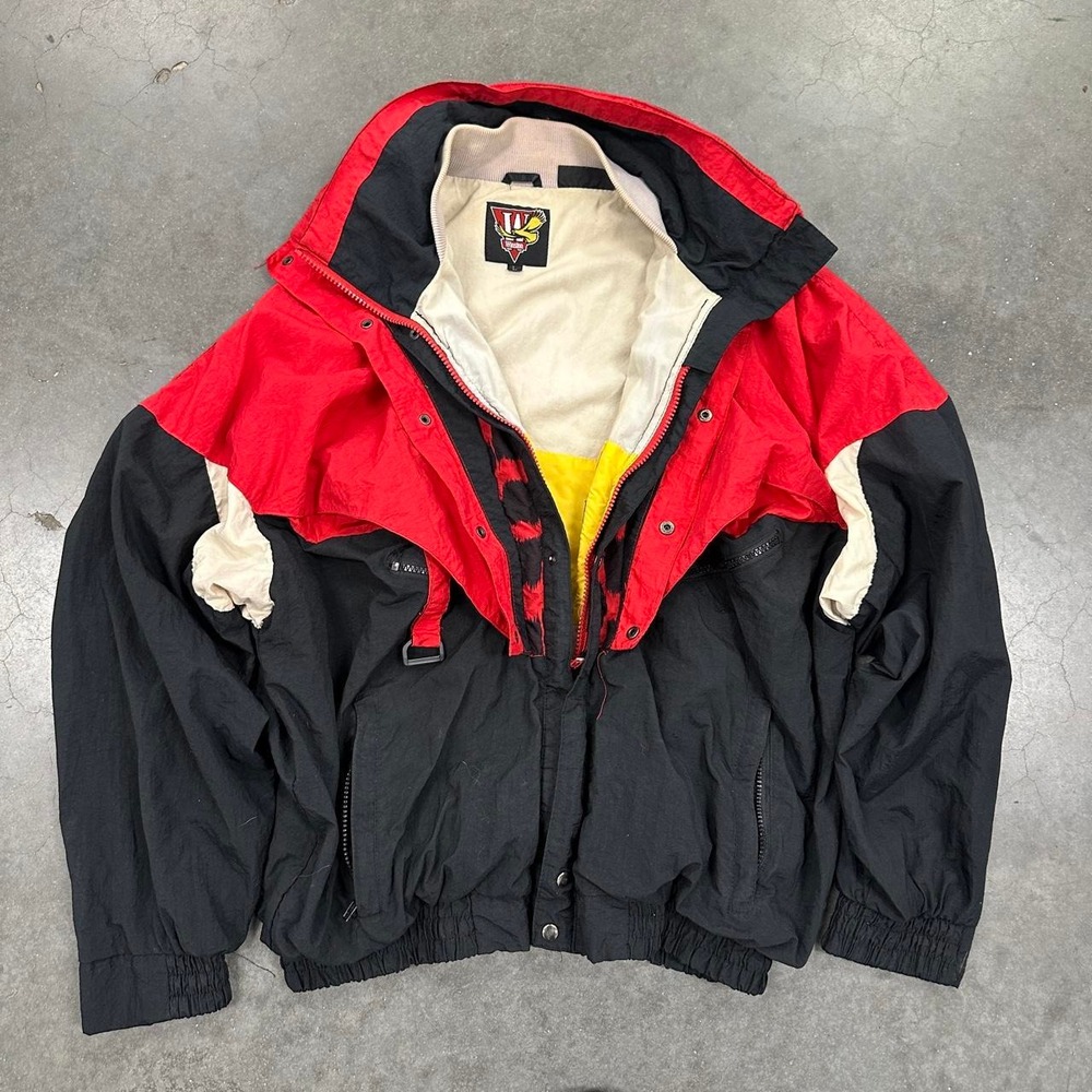 1993 Winston Red Black Colorblock Windbreaker Jacket Size Large